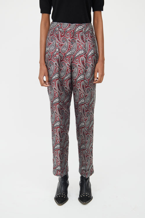 Golden Goose Red 
Black Paisley Structured Trouser