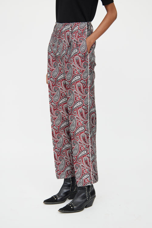 Golden Goose Red 
Black Paisley Structured Trouser