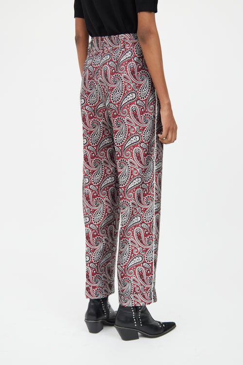 Golden Goose Red 
Black Paisley Structured Trouser