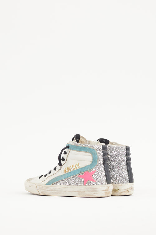 Golden Goose White 
Multicolour Glitter Slide Sneaker