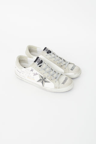 Golden Goose White Leather Texas Graffiti Sneaker