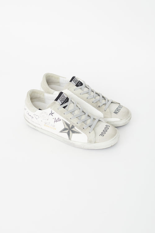 Golden Goose White Leather Texas Graffiti Sneaker