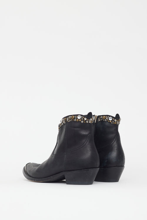 Golden Goose Black Leather Western Boot