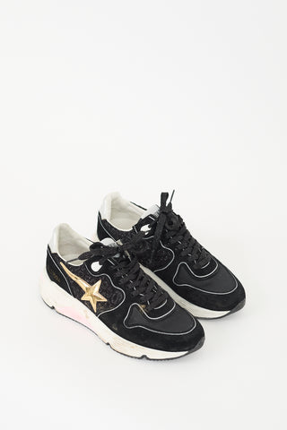 Golden Goose Black Sparkle Suede Running Sole Sneaker