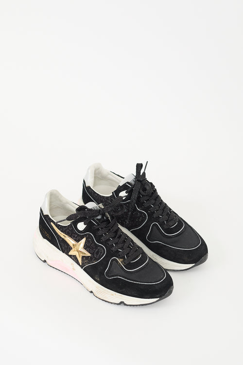 Golden Goose Black Sparkle Suede Running Sole Sneaker