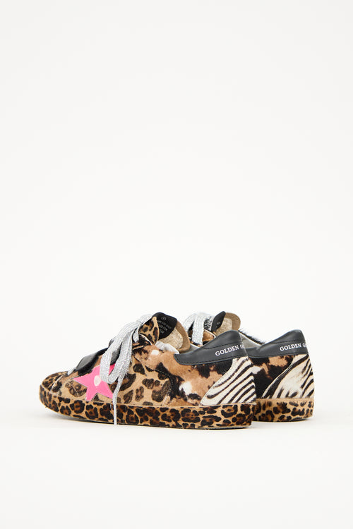 Golden Goose Black 
Brown Printed Hair Old School Sneaker