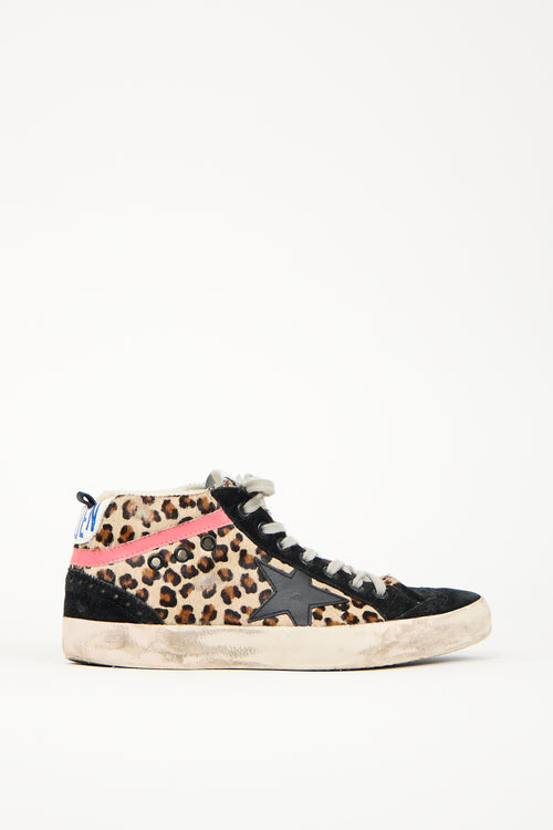 Golden Goose Black 
Brown Suede Printed Mid Star Sneaker