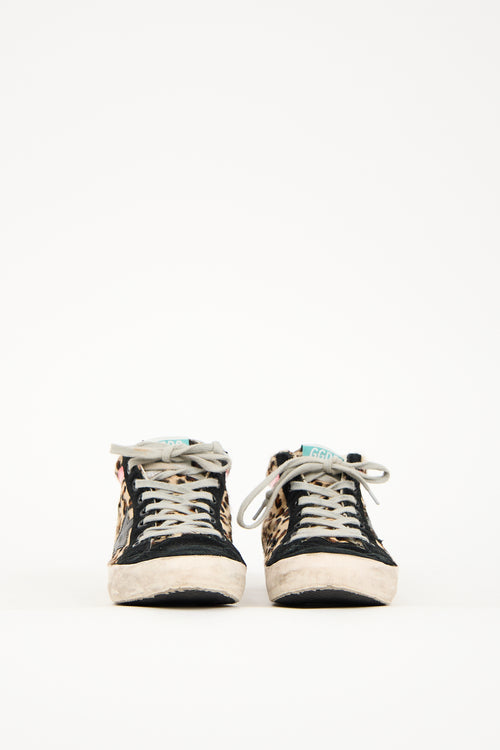 Golden Goose Black 
Brown Suede Printed Mid Star Sneaker