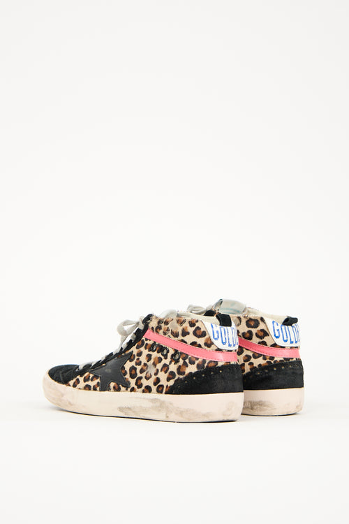 Golden Goose Black 
Brown Suede Printed Mid Star Sneaker