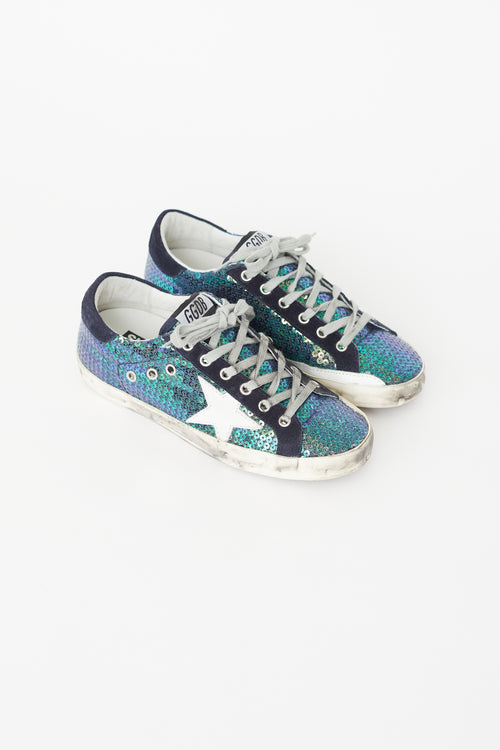 Golden Goose Blue Sequin Superstar Sneaker