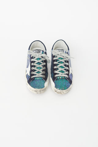 Golden Goose Blue Sequin Superstar Sneaker