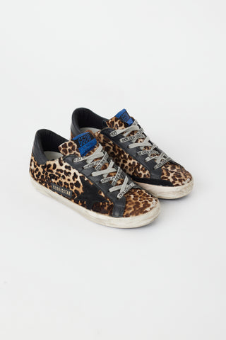 Golden Goose Brown 
Black Textured Print Superstar Sneaker