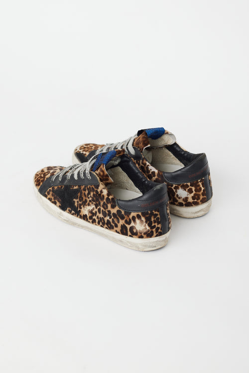 Golden Goose Brown 
Black Textured Print Superstar Sneaker