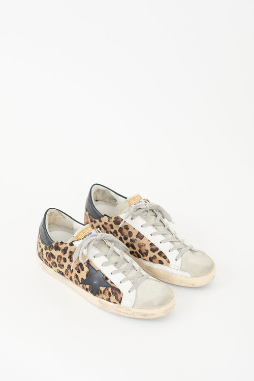 Golden Goose Brown 
Multi Textured Print Superstar Sneaker