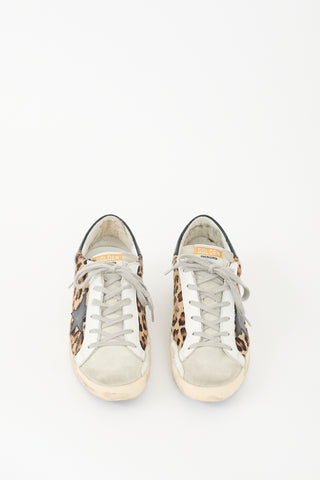 Golden Goose Brown 
Multi Textured Print Superstar Sneaker