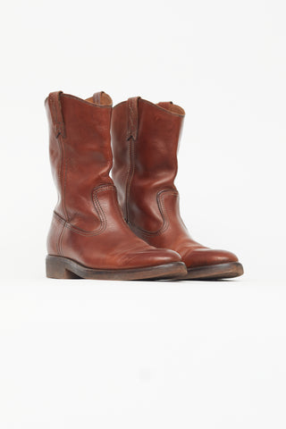 Golden Goose Brown Leather Biker Boot