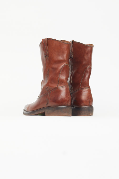 Golden Goose Brown Leather Biker Boot