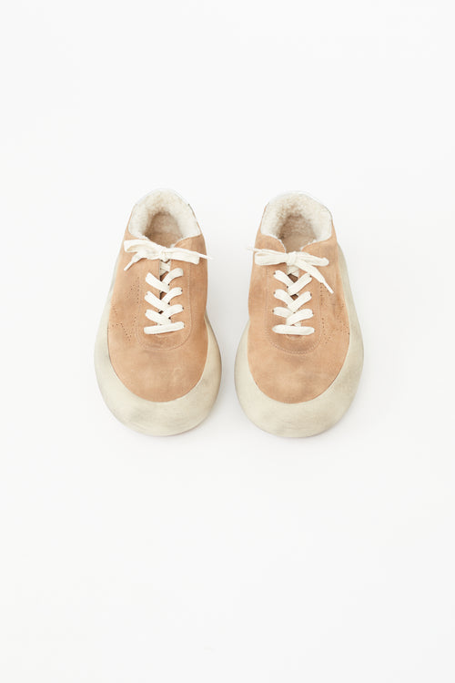 Golden Goose Brown Suede 
Shearling Space Star Sneaker