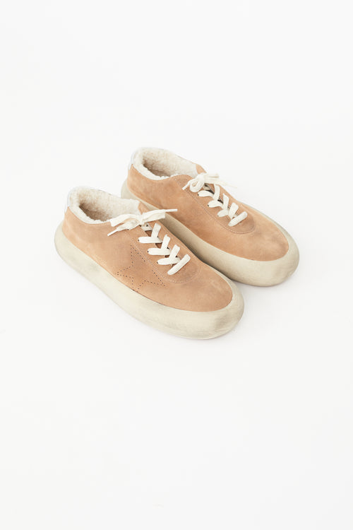 Golden Goose Brown Suede 
Shearling Space Star Sneaker