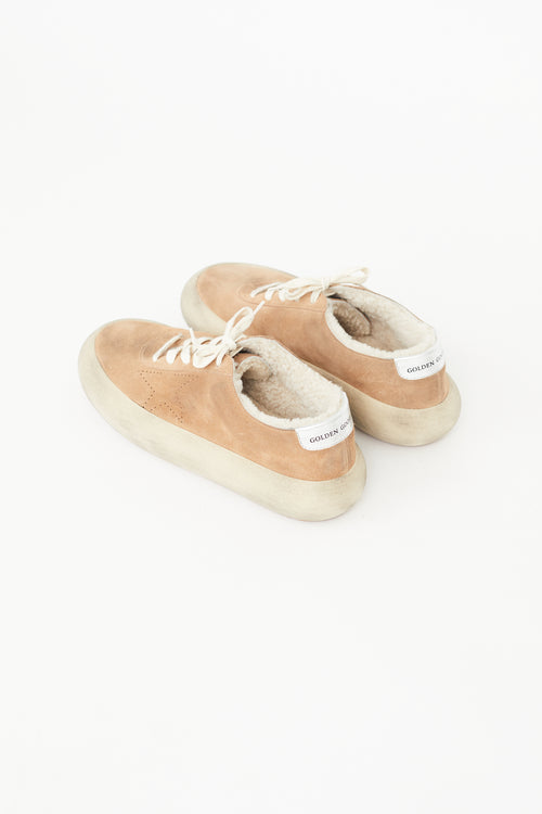 Golden Goose Brown Suede 
Shearling Space Star Sneaker