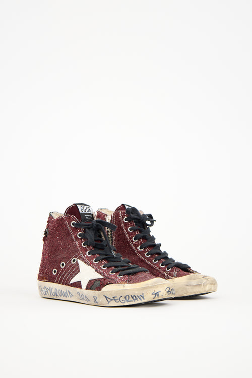 Golden Goose Burgundy Francy Penstar Classic Sneaker