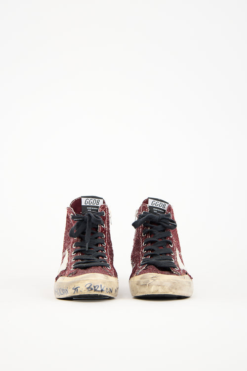 Golden Goose Burgundy Francy Penstar Classic Sneaker