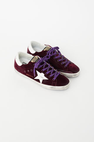 Golden Goose Burgundy Velvet Superstar Sneaker