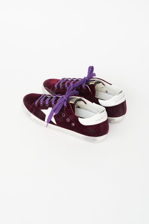 Golden Goose Burgundy Velvet Superstar Sneaker