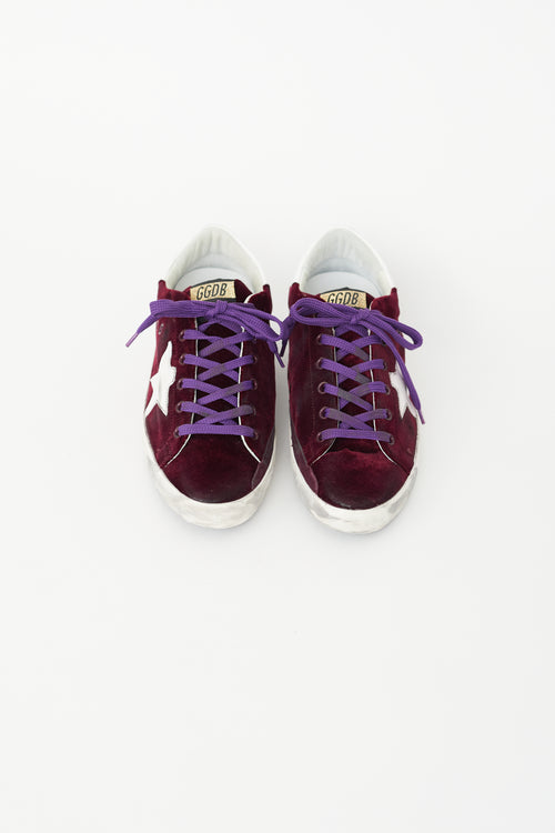 Golden Goose Burgundy Velvet Superstar Sneaker