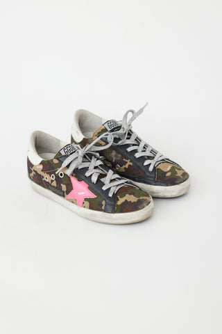 Golden Goose Green 
Pink Camo Superstar Sneaker