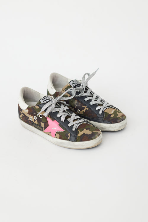 Golden Goose Green 
Pink Camo Superstar Sneaker