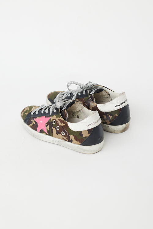 Golden Goose Green 
Pink Camo Superstar Sneaker