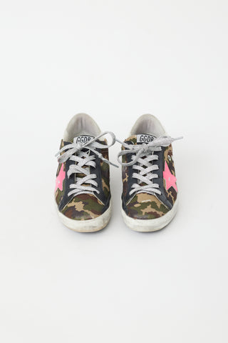 Golden Goose Green 
Pink Camo Superstar Sneaker