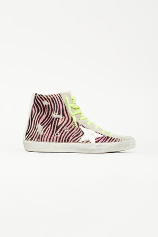 Golden Goose Grey 
Pink Textured Francy Sneaker