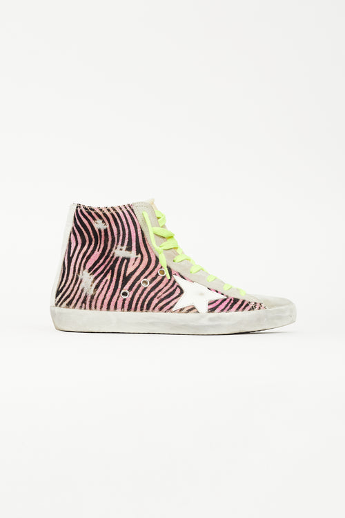 Golden Goose Grey 
Pink Textured Francy Sneaker