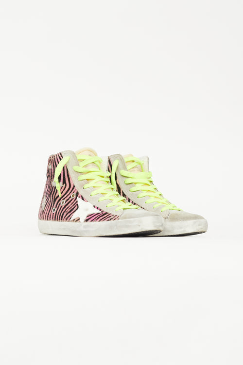 Golden Goose Grey 
Pink Textured Francy Sneaker