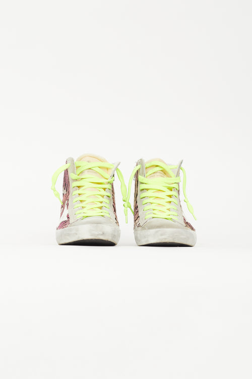 Golden Goose Grey 
Pink Textured Francy Sneaker