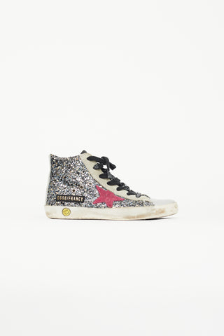 Golden Goose Kids Silver Glitter Francy High Top Sneaker