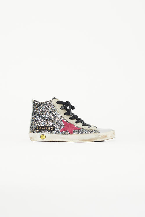 Golden Goose Kids Silver Glitter Francy High Top Sneaker