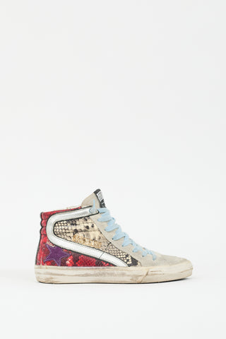 Golden Goose Beige 
Multi Suede 
Embossed Leather Sneaker