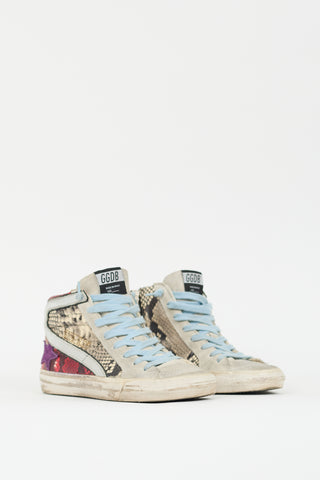 Golden Goose Beige 
Multi Suede 
Embossed Leather Sneaker