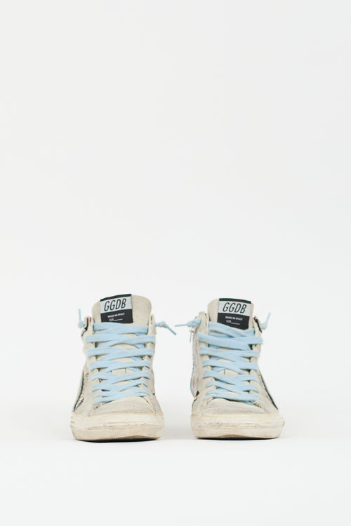 Golden Goose Beige 
Multi Suede 
Embossed Leather Sneaker