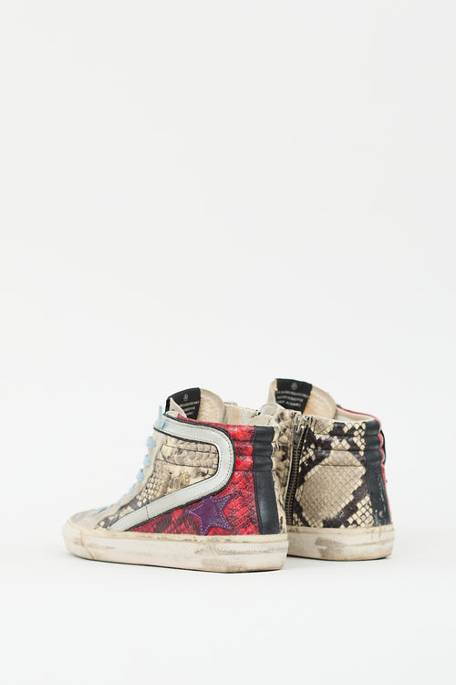 Golden Goose Beige 
Multi Suede 
Embossed Leather Sneaker