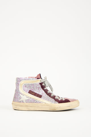 Golden Goose Pink 
Burgundy Leather Slide Sneaker