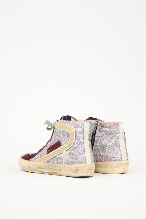 Golden Goose Pink 
Burgundy Leather Slide Sneaker