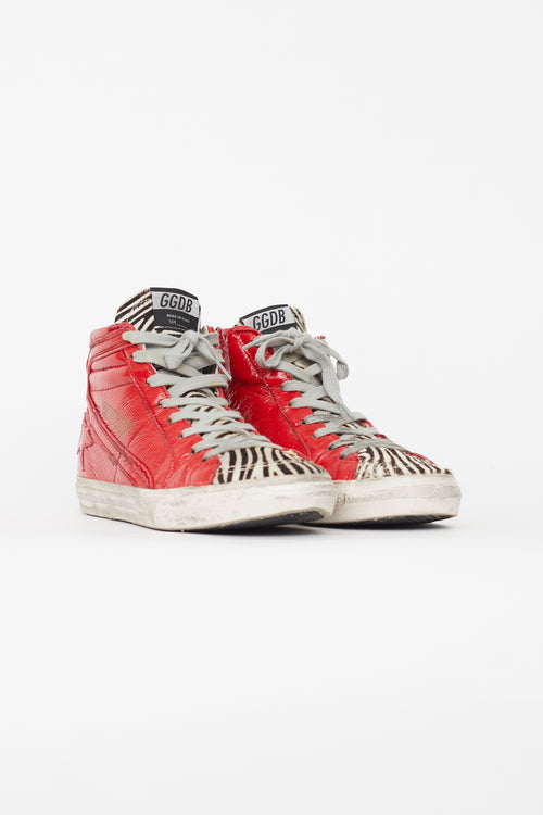 Golden Goose Red Printed Slide Sneaker