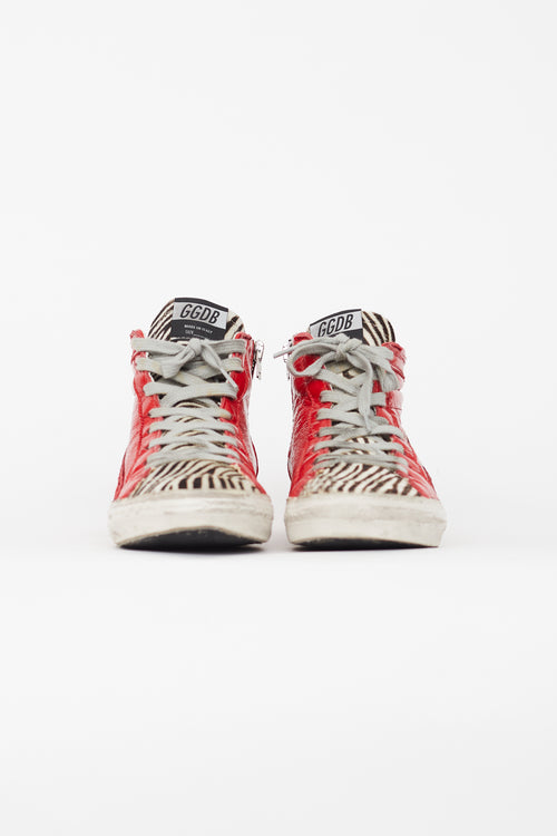 Golden Goose Red Printed Slide Sneaker