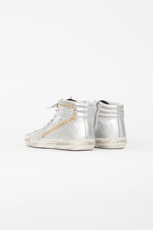 Golden Goose Silver Leather Slide Sneaker