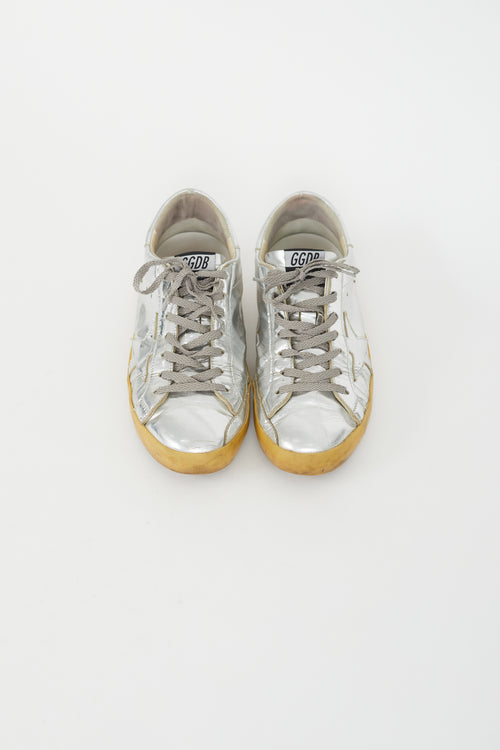 Golden Goose Silver Leather Superstar Low Top Sneaker