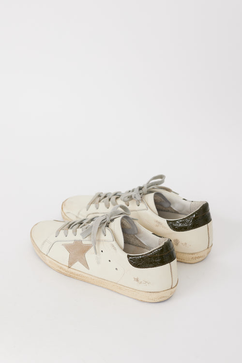 Golden Goose White 
Green Leather Superstar Sneaker